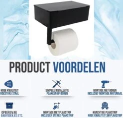 Merkloos Toti - Wc Rolhouder - Opbergvak- Zwart - Met Plankje - Zelfklevend/boren/zonder Boren - Toiletrolhouder -Badkamerproducten Winkel 1200x1158 5