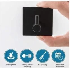 Merkloos Handdoekhaak Set Van 4 Stuks Zonder Boren RVS Zwart Vierkant Zelfklevend Badjas Theedoek Hanger Keuken Badkamer Handdoek Haakjes -Badkamerproducten Winkel 1200x1159 4