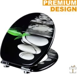 Happyment Antibacteriële Toiletbril - Met Softclose - Universeel - Toiletbrillen Met Kiezel Print - WC Bril - Toiletzitting -Badkamerproducten Winkel 1200x1161 18