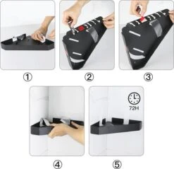 Cgoods Doucherek 2 Laags - Doucherek Zonder Boren - Doucherekje - Douchemandje - Badkamerrek - Badkamer Accessoires - Zwart -Badkamerproducten Winkel 1200x1161 7