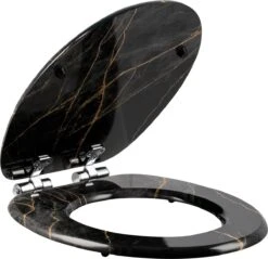 Kamyra® Toiletbril Met Softclose & Print - Toiletbrillen, WC Bril, Brillen, Toiletzitting - Zwart Marmer - 37.5x43.5 Cm -Badkamerproducten Winkel 1200x1162 10