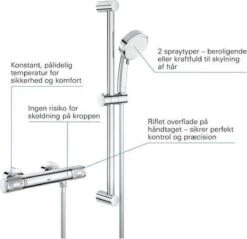 GROHE Grohtherm-1000 Performance Renovatieset - Met Thermostaatkraan, Koppelingen, Glijstang En Hoofddouche - CoolTouch - Chroom -Badkamerproducten Winkel 1200x1162 3