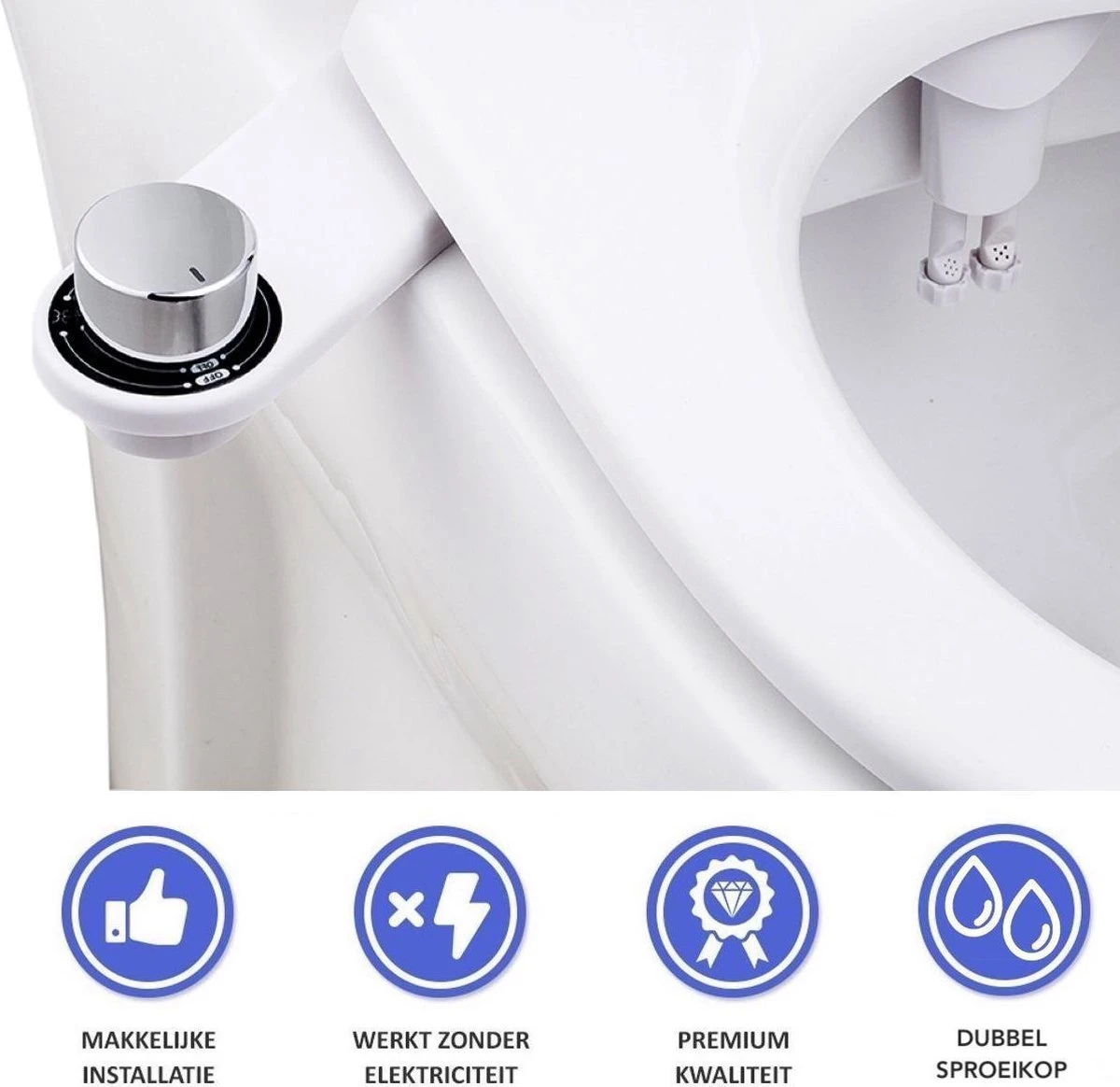 Bidet Handdouche Toilet Sproeier Shattaf Sprayer WC Papier Besparend - Dubbel Spray Koud Water - Badkamer Accessoires - Freshole® 3 Bidet Handdouche Toilet Sproeier Shattaf Sprayer WC Papier Besparend - Dubbel Spray Koud Water - Badkamer Accessoires - Freshole®