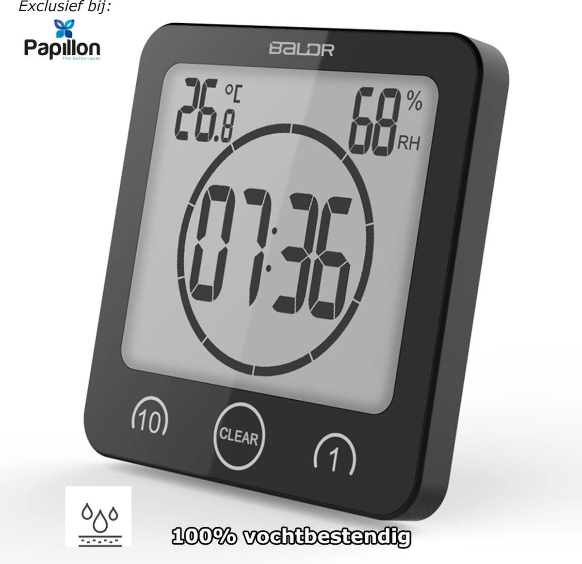 Merkloos Badkamerklok Digitaal - Douche Timer & Klok - Zuignap - Zwart 4 Merkloos Badkamerklok Digitaal - Douche Timer & Klok - Zuignap - Zwart - Afbeelding 2