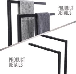 LOMAZOO Handdoekrek Badkamer Zwart - Handdoekenrek Badkamer - Handdoekhouder Staand Roma -Badkamerproducten Winkel 1200x1165 3