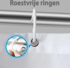 Douchegordijn 120x200 Cm (Small) - Met Ophangringen - Makkelijk Te Bevestigen - Waterdicht - Polyester - Sneldrogend En Anti Schimmel - Wasbaar En Duurzaam - Green Petals -Badkamerproducten Winkel 1200x1166 1