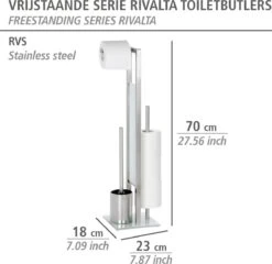 WENKO Toiletbutler Rivalta RVS Mat - Toiletborstel Met Houder, Toiletrolhouder En Reserverolhouder -Badkamerproducten Winkel 1200x1166 3