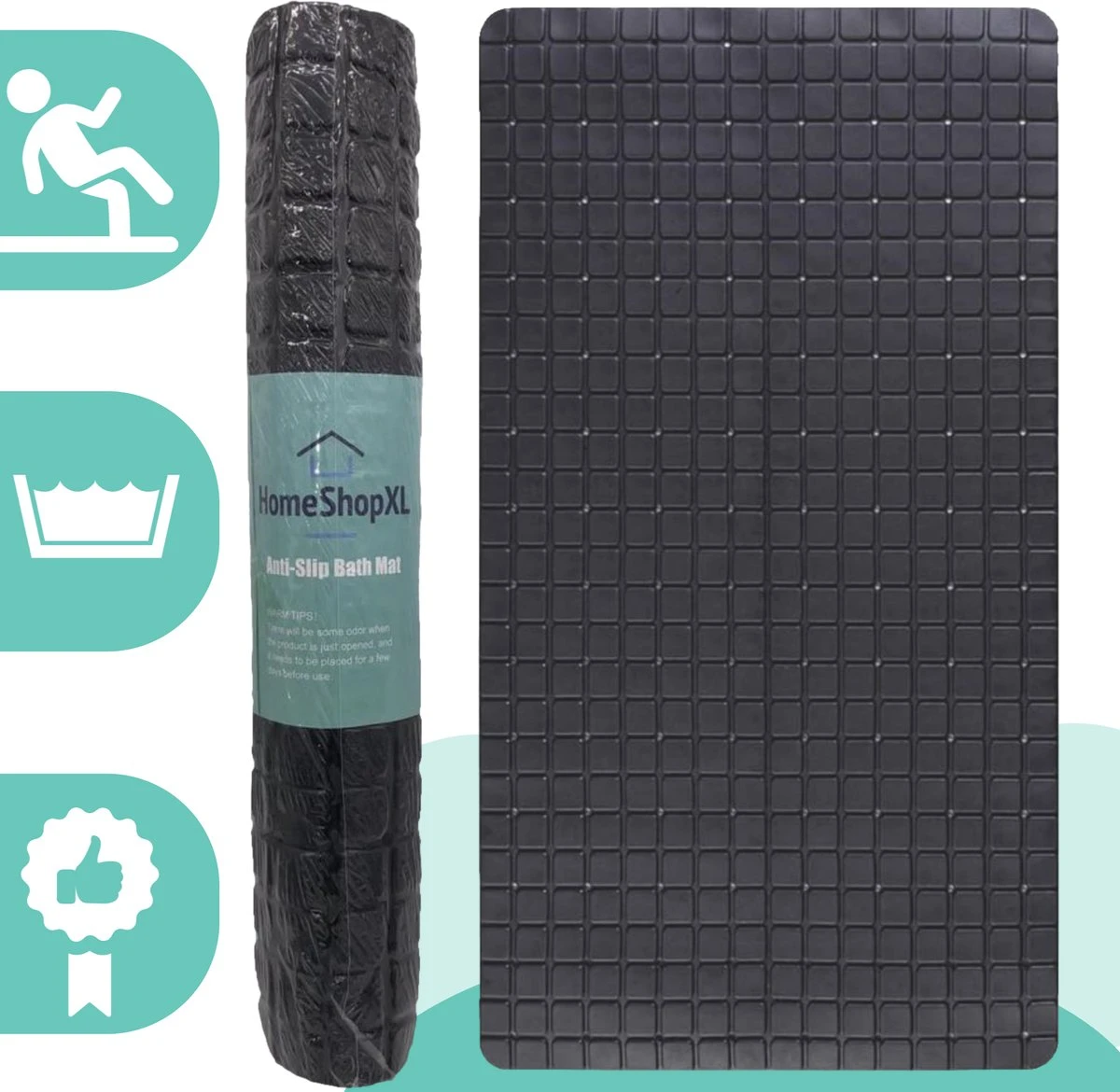 The Original - Douchemat Antislip - Zwart - 70x40cm - Antislipmat Badmat Voor Bad & Douche - Anti Slip Mat Met Zuignappen 3 The Original - Douchemat Antislip - Zwart - 70x40cm - Antislipmat Badmat Voor Bad & Douche - Anti Slip Mat Met Zuignappen