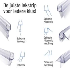 Simple Fix Lekstrip - Douchestrip - Waterkering - 90CM Lang - 8MM Glasdikte - Lekdorpel & Dubbele Middenlip -Badkamerproducten Winkel 1200x1171