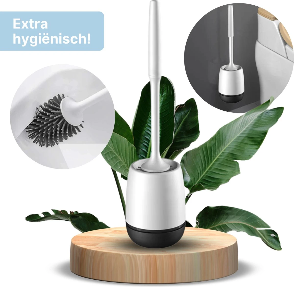 Merkloos Toiletborstel Siliconen Met Houder - Luxe WC Borstel - Vrijstaand Of Hangend - Antibacteriële Borstel Zonder Krassen - Sneldrogend - Wit Met Zwart 3 Merkloos Toiletborstel Siliconen Met Houder - Luxe WC Borstel - Vrijstaand Of Hangend - Antibacteriële Borstel Zonder Krassen - Sneldrogend - Wit Met Zwart