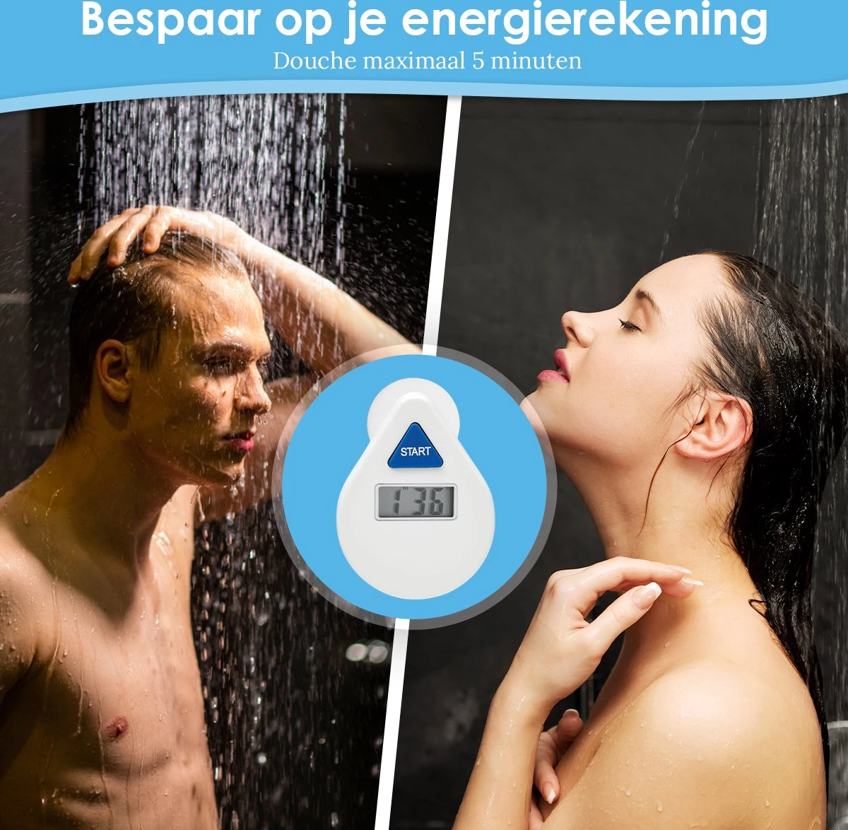 Douchetimer - Douchewekker - Showertimer - Douche Klok - Douchecoach - Met Zuignap - Waterbesparend - Digitaal - 5 Minuten 7 Douchetimer - Douchewekker - Showertimer - Douche Klok - Douchecoach - Met Zuignap - Waterbesparend - Digitaal - 5 Minuten - Afbeelding 5