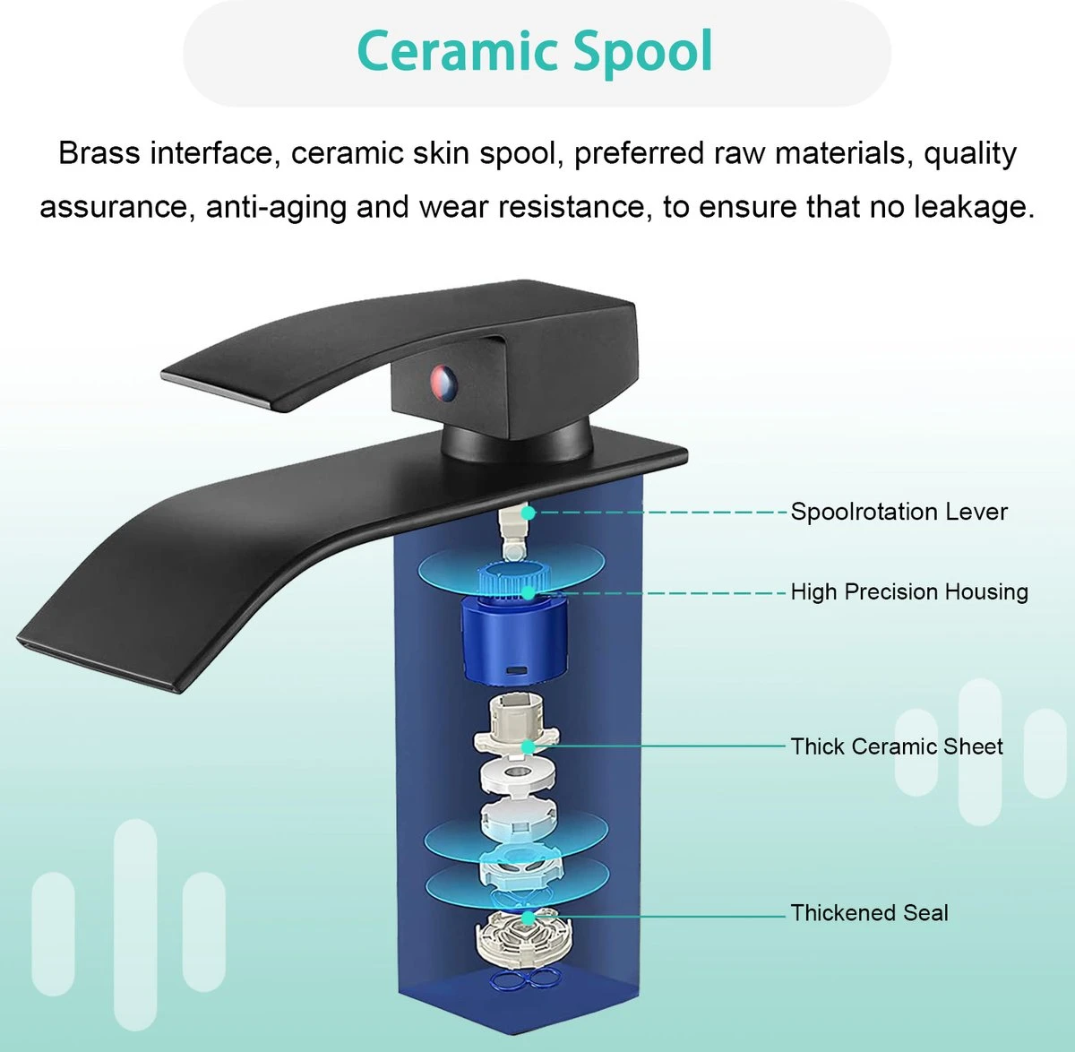 Wastafelkraan - Kranen Badkamer - Wastafelmengkraan - Mengkraan Wastafel - Zwart 9 Wastafelkraan - Kranen Badkamer - Wastafelmengkraan - Mengkraan Wastafel - Zwart - Afbeelding 7