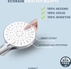 EcoRain™ Waterbesparende Douchekop Mark Met WATERFILTER - 50% Waterbesparend - Regendouche - 5 Sproeistanden - Hoge Druk - Betere Huid - Handdouche - Luxe Moderne Douchekop - Hoge Kwaliteit - Chrome -Badkamerproducten Winkel 1200x1175