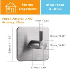 Merkloos Roestvrijstalen Handdoekhaakjes | 3M™ Zelfklevend | 4 Stuks | Mat Zwart | Wandhaak | Ophanghaken | Plakhaakjes | Haakjes | Badkamer | Keuken | RVS -Badkamerproducten Winkel 1200x1175 4