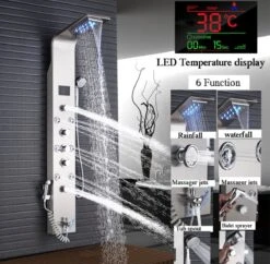 Douchepaneel Met Massage - Regendouche - Massage Jets - Waterval Douche - Met Thermostaatkraan En Handdouche - Zilver - Opbouw - Douchekop - Flanner® 15 Douchepaneel Met Massage - Regendouche - Massage Jets - Waterval Douche - Met Thermostaatkraan En Handdouche - Zilver - Opbouw - Douchekop - Flanner® -Badkamerproducten Winkel 1200x1177 4