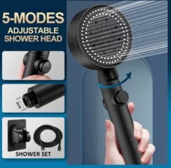 Imperatoris | DoucheSet - Douchekop Met Slang, Houder & Badmuts/Douchemuts - Waterbesparend – Hoge Druk – Regendouche - Zwart Mat -Badkamerproducten Winkel 1200x1181 1