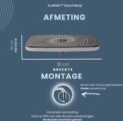 EcoRain – Regendouchekop XL 30 CM – Waterbesparende Douchekop – Hoge Druk – Rechthoekig – Groot – Regendouche - Chrome -Badkamerproducten Winkel 1200x1181