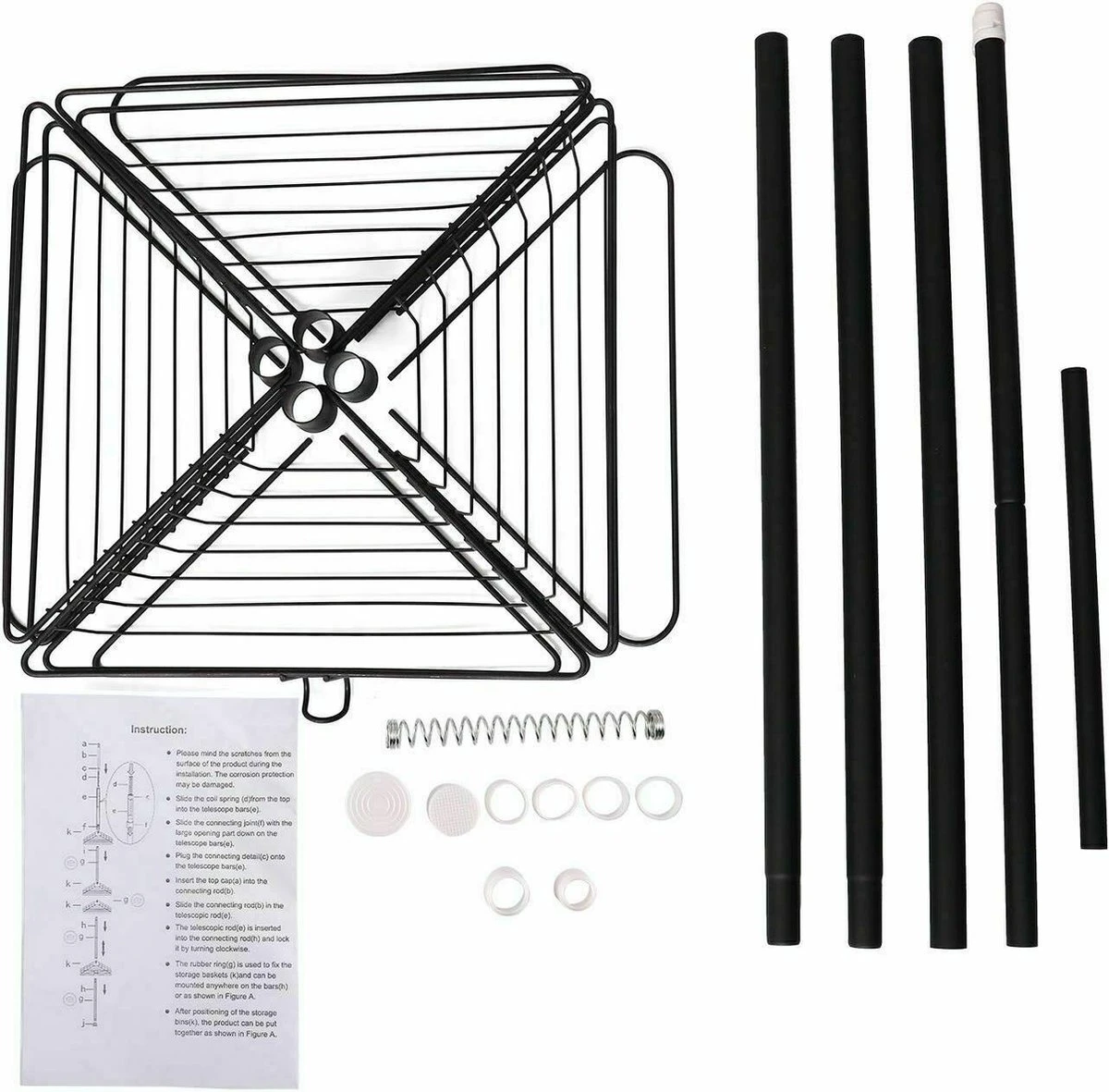 SensaHome Telescopisch Douche Rek Met 4 Lagen - Verstelbaar Bad / Douche Hoekrek Opbergrek - Uitschuifbaar Van 145-250 Cm - Zwart 11 SensaHome Telescopisch Douche Rek Met 4 Lagen - Verstelbaar Bad / Douche Hoekrek Opbergrek - Uitschuifbaar Van 145-250 Cm - Zwart - Afbeelding 9