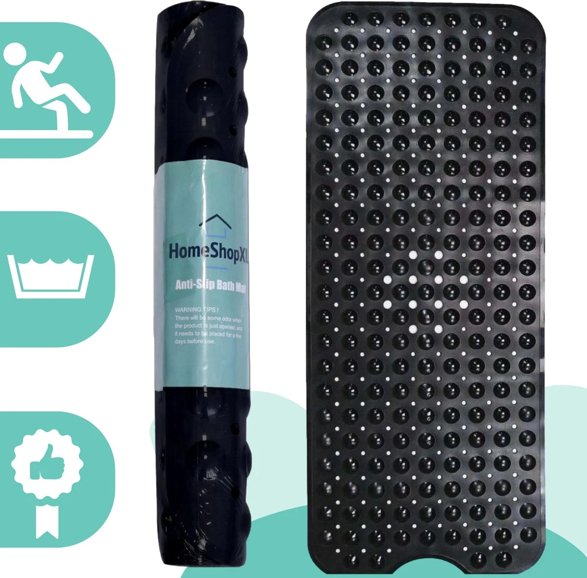 The Original - Badmat Antislip - Zwart - 100x40cm - Antislipmat Douchemat Voor Bad & Douche - Anti Slip Mat Met Zuignappen 3 The Original - Badmat Antislip - Zwart - 100x40cm - Antislipmat Douchemat Voor Bad & Douche - Anti Slip Mat Met Zuignappen