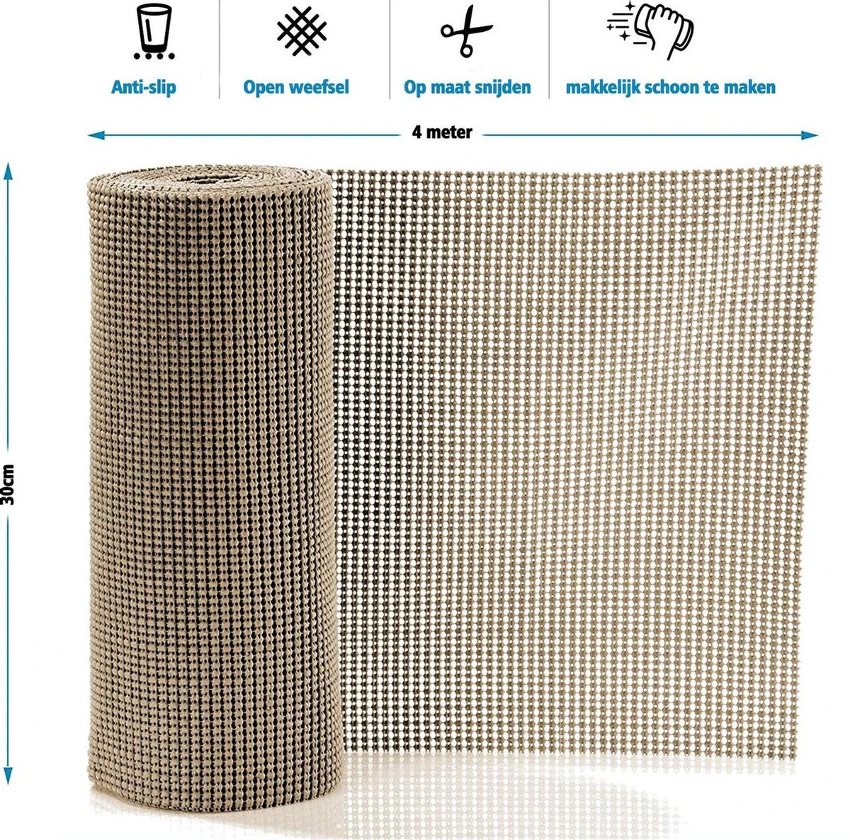 SWILIX ® Antislipmat Voor Kasten En Lades, Douchemat - Badkamermat - Badmat, Dienblad, Vloer - 4 Meter Rol - Anti Slip Mat - 400 X 30 Cm - Beige 7 SWILIX ® Antislipmat Voor Kasten En Lades, Douchemat - Badkamermat - Badmat, Dienblad, Vloer - 4 Meter Rol - Anti Slip Mat - 400 X 30 Cm - Beige - Afbeelding 5