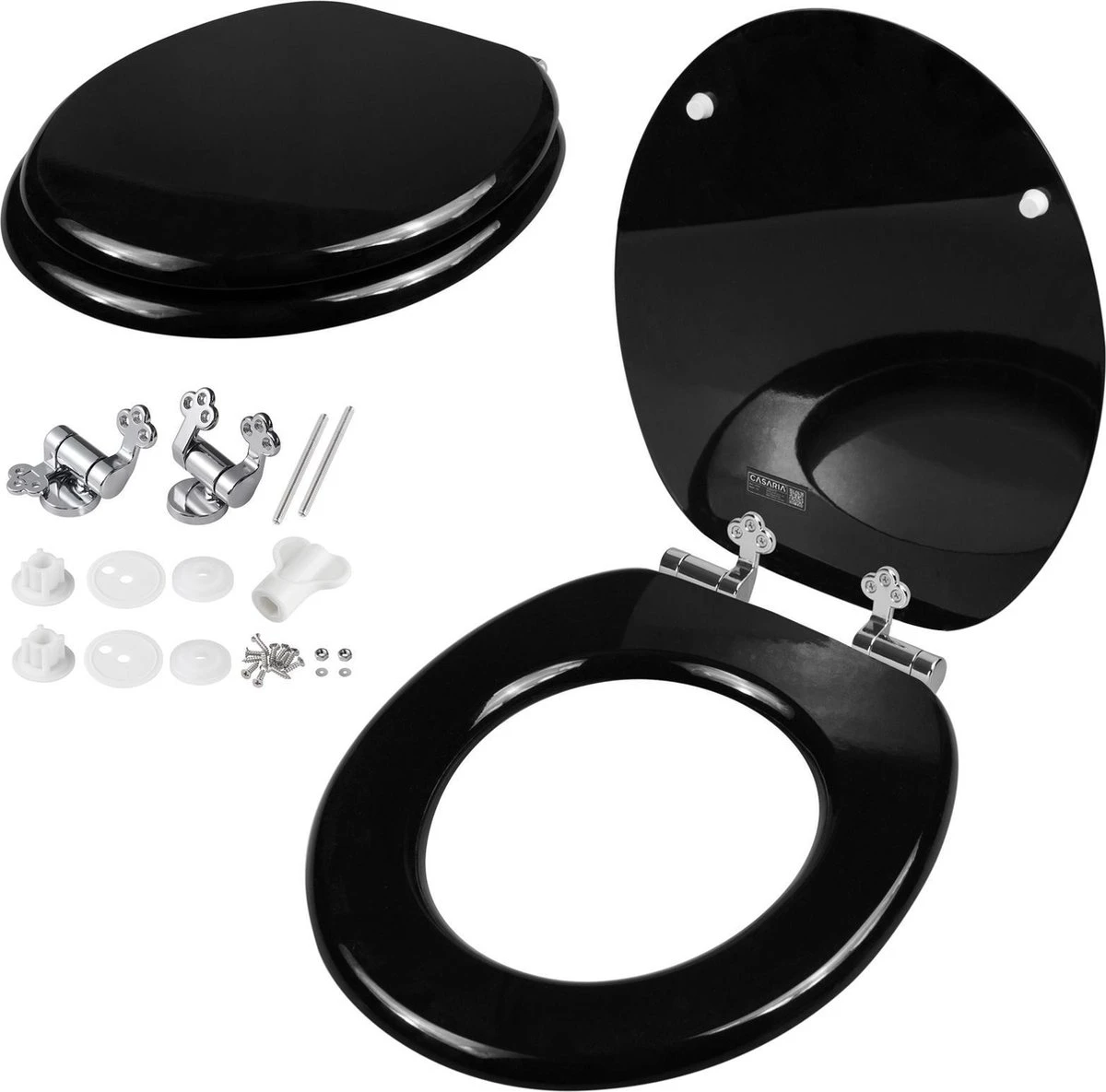 Casaria Wc-bril Met Deksel Sluitingsmechanisme Toiletzitting MDF Zwart 13 Casaria Wc-bril Met Deksel Sluitingsmechanisme Toiletzitting MDF Zwart - Afbeelding 11