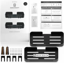 Doucherekje Van Sanicraft® - Doucherekje Zonder Boren - Geschikt Voor Elk Type Muur - Hangend - Roestvrij - 2 Stuks - Zwart -Badkamerproducten Winkel 1200x1187 5