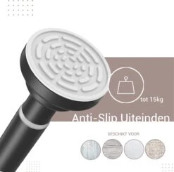 Qproducts Gordijnroede Zonder Boren - 65 Tot 100 Cm - Uitschuifbaar Douchegordijnstang - Uitschuifbare Klemstang - Metaal Zwart -Badkamerproducten Winkel 1200x1189 2