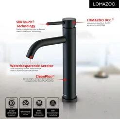 LOMAZOO Wastafelkraan Zwart Cardano - Zwarte Kraan - Badkamerkraan - Wastafel Mengkraan - Hoog -Badkamerproducten Winkel 1200x1190 11