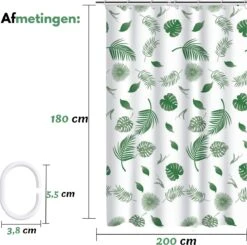 VAIVE Douchegordijn Groen 180x200 - Anti Schimmel - Douchegordijnen - Ringen 12 VAIVE Douchegordijn Groen 180x200 - Anti Schimmel - Douchegordijnen - Ringen -Badkamerproducten Winkel 1200x1190