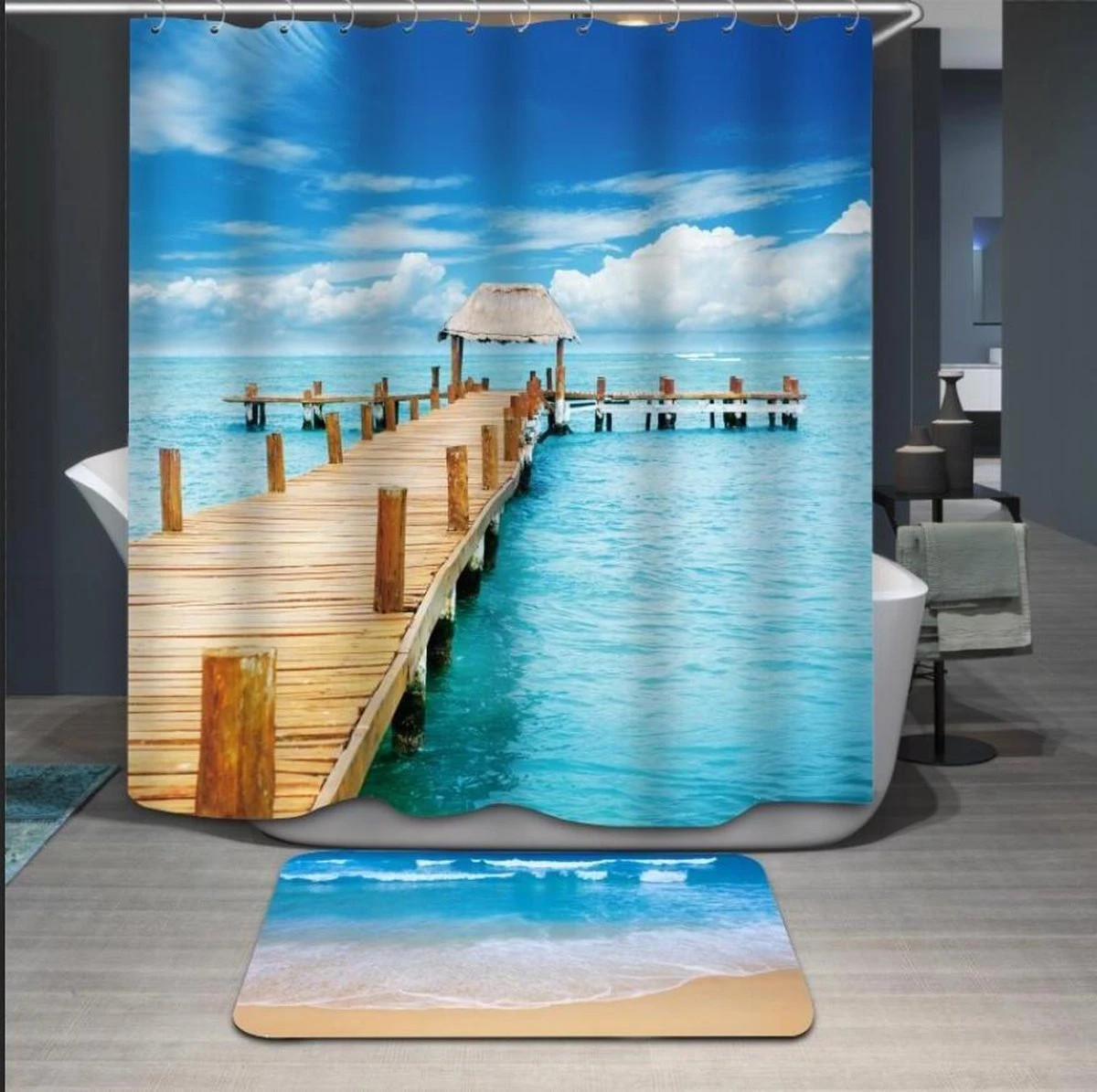 Merkloos Papillon Douchegordijn - Textiel - 180x200 Cm - Paradijs Pier 3 Merkloos Papillon Douchegordijn - Textiel - 180x200 Cm - Paradijs Pier