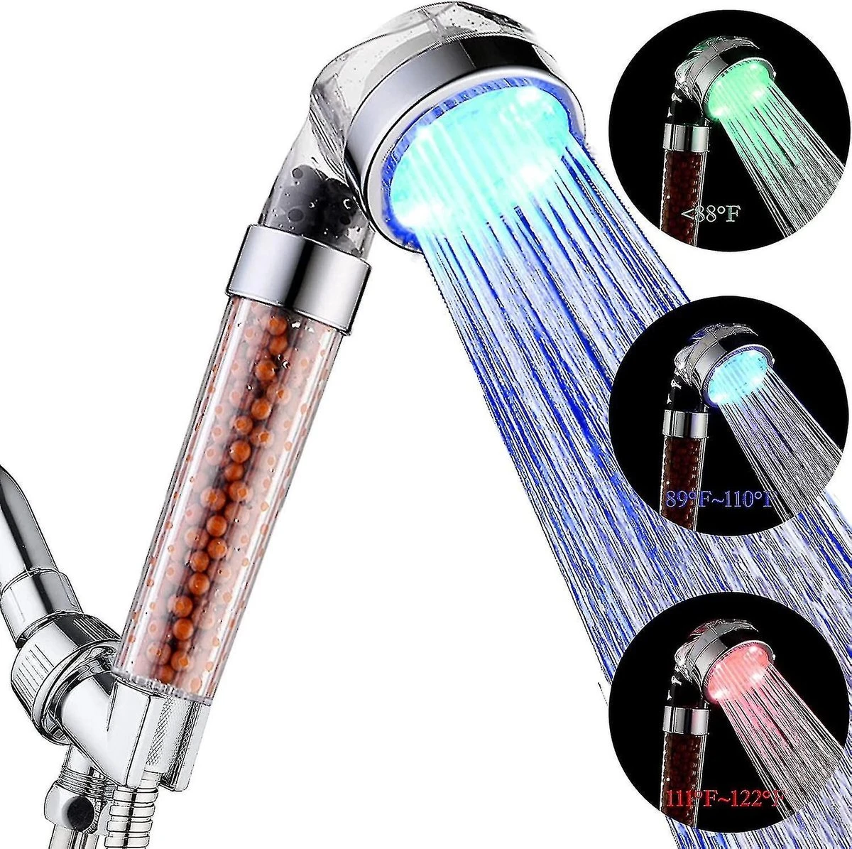 Iridescent Douchekop LED Verlichting – Waterbesparende Douchekop – Hoge Druk Transparant 3 Iridescent Douchekop LED Verlichting – Waterbesparende Douchekop – Hoge Druk Transparant
