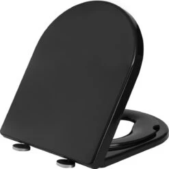 Kamyra® Antibacteriële Toiletbril Met Verkleiner & Softclose - Voor Volwassenen/Kinderen - Toiletbrillen, WC Bril, Brillen, Toiletzitting - D-Vorm - 45.4x36.1 Cm - Zwart -Badkamerproducten Winkel 1200x1196 12