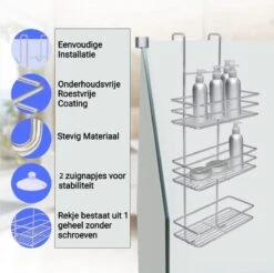 Ball Design Chroom Doucherek-3 Laags-hangend-Doucherek Zonder Boren -Badkamerproducten Winkel 1200x1197 10