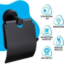 Sanics Toiletrolhouder Zwart Met Klep - WC Rolhouder RVS Inclusief Montage Set - Closetrolhouder -Badkamerproducten Winkel 1200x1197 8