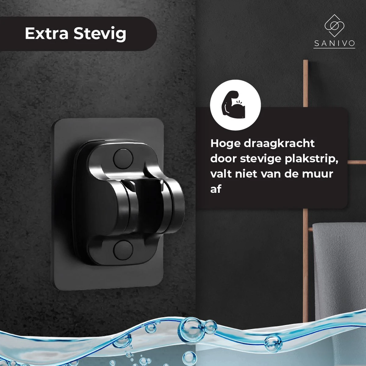 Douchekophouder Zwart Zelfklevend – Verstelbaar – Handdouchehouder – Douchekop Houder Zonder Boren 6 Douchekophouder Zwart Zelfklevend – Verstelbaar – Handdouchehouder – Douchekop Houder Zonder Boren - Afbeelding 4