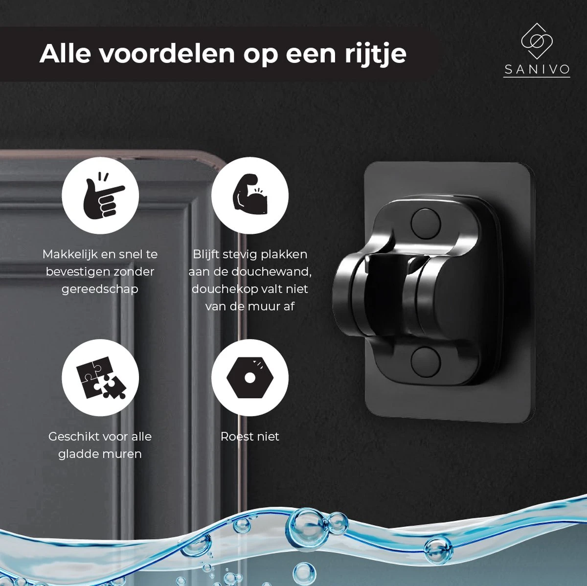 Douchekophouder Zwart Zelfklevend – Verstelbaar – Handdouchehouder – Douchekop Houder Zonder Boren 7 Douchekophouder Zwart Zelfklevend – Verstelbaar – Handdouchehouder – Douchekop Houder Zonder Boren - Afbeelding 5