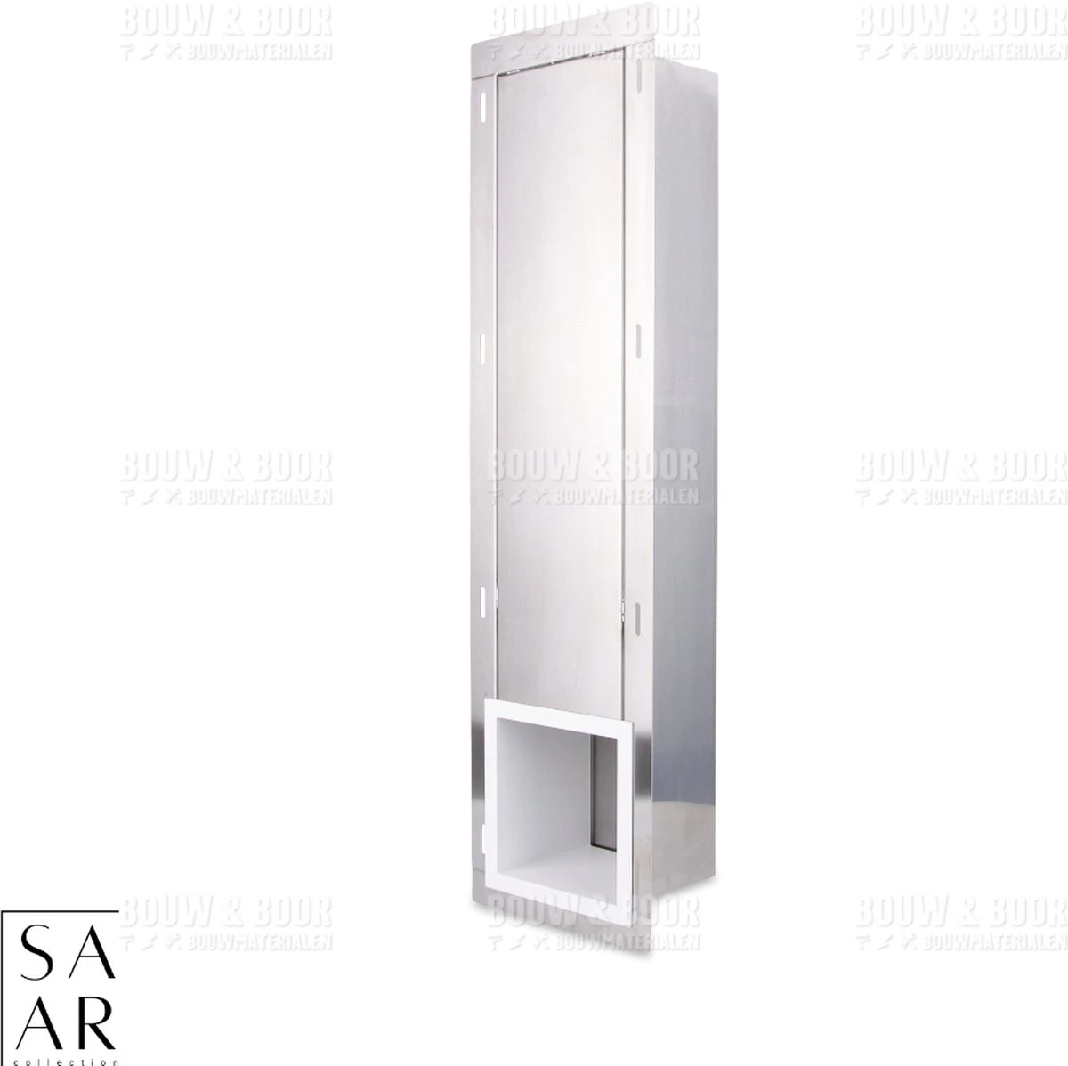 SAAR -Inbouw Toilet Reserve Rolhouder RVS - Met - MAT WIT - Inzetstuk , (uitneembaar) -72 X 20 X 13 Cm - Inbouwdiepte 12 Cm 3 SAAR -Inbouw Toilet Reserve Rolhouder RVS - Met - MAT WIT - Inzetstuk , (uitneembaar) -72 X 20 X 13 Cm - Inbouwdiepte 12 Cm