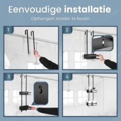 Merkloos Doucherek Zonder Boren Zwart - 30 Dagen Uitproberen -Doucherek Hangend - Badkamer Accessoires - RVS - 2 Laags -Badkamerproducten Winkel 1200x1199 15
