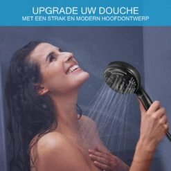 Salvano Douchekop - Waterbesparend - Hoge Kwaliteit - Handdouche - 9 Standen - Zwart 2023 Pro -Badkamerproducten Winkel 1200x1199