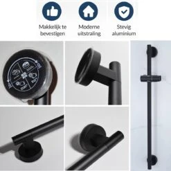 Moodcare® Glijstang - Douche Glijstang - 70 Cm - Mat Zwart - Zonder Boren -Badkamerproducten Winkel 1200x1199 5