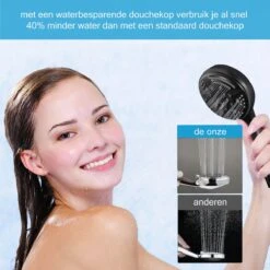 Salvano Douchekop - Waterbesparend - Hoge Kwaliteit - Handdouche - 9 Standen - Zwart 2023 Pro -Badkamerproducten Winkel 1200x1200 10