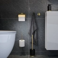 Tiger Tune - Reserverolhouder - Messing Geborsteld / Zwart -Badkamerproducten Winkel 1200x1200 1013