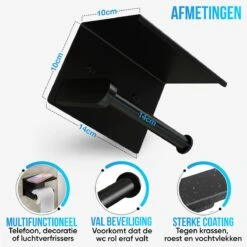 Strex WC Rolhouder Met Plankje - Zwart - Zelfklevend / Boren / Zonder Boren - Toiletrolhouder - WC Papier Houder -Badkamerproducten Winkel 1200x1200 1025