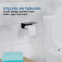 Westerhof Premium Wc Rolhouder Zwart Zonder Boren - Met Plankje - 3M Plakstrip En Schroef Set -Badkamerproducten Winkel 1200x1200 1036