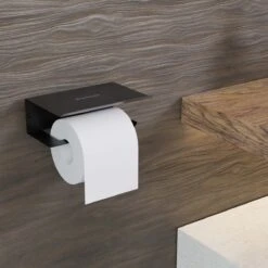 Westerhof Premium Wc Rolhouder Zwart Zonder Boren - Met Plankje - 3M Plakstrip En Schroef Set -Badkamerproducten Winkel 1200x1200 1037