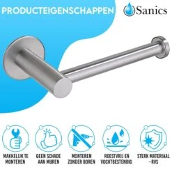 Sanics WC Rolhouder Zonder Boren - Toiletrolhouder Zelfklevend - Closetrolhouder Zilver/RVS -Badkamerproducten Winkel 1200x1200 1087