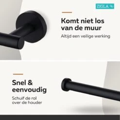 Zigla - WC Rolhouder – Toiletrolhouder – Toiletpapierhouder - WC Rol Houder – RVS – Zwart -Badkamerproducten Winkel 1200x1200 1116