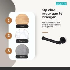 Zigla - WC Rolhouder – Toiletrolhouder – Toiletpapierhouder - WC Rol Houder – RVS – Zwart -Badkamerproducten Winkel 1200x1200 1118