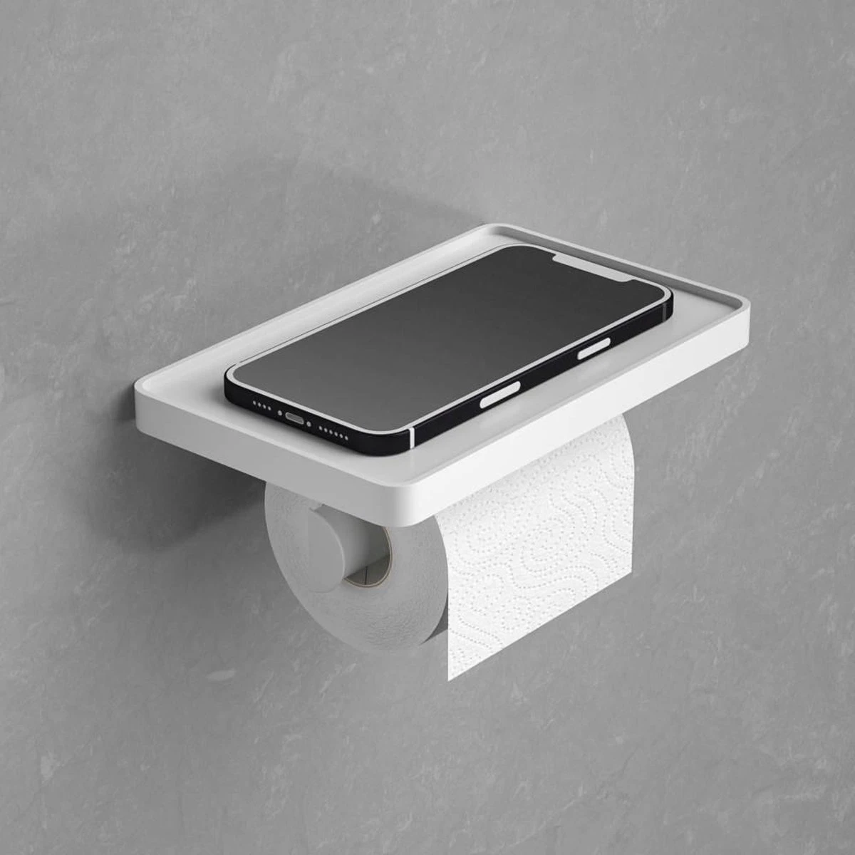 Framehack Toiletrolhouder Met Plankje Zelfklevend Zonder Boren - WC Rolhouder - Toiletrolhouder Wit - Planchet Badkamer Wit - Opbergplankje 3 Framehack Toiletrolhouder Met Plankje Zelfklevend Zonder Boren - WC Rolhouder - Toiletrolhouder Wit - Planchet Badkamer Wit - Opbergplankje