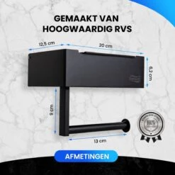 Toiletrolhouder Met Plankje En Bakje - WC Rolhouder Zwart - Opbergvak - Zelfklevend - Zonder Boren - RVS -Badkamerproducten Winkel 1200x1200 1128